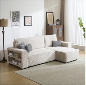 Narożnik sztruksowy "Opera" - 3-osobowy - beżowy