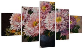 Obraz - Obraz olejny, Kwiaty w wazonie (125x70 cm)