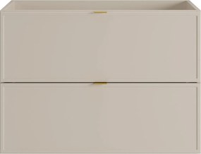 Wisząca szafka pod umywalkę z uchwytami z metalu w kolorze złotym – kolor beżowy – 80 cm – ONDIL