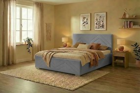 Łóżko CINDY 140x200 cm Jasny szary Z materacem