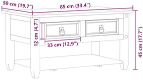 Sosnowy stolik kawowy z 2 szufladami - Regros 3X