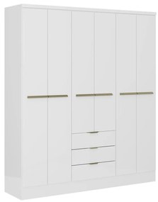 Szafa 6-drzwiowa z 3 szufladami - szer. 180 cm - Biały - PEROLI