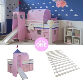 Łóżko piętrowe 90x200 cm różowe