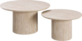 Zestaw 2 stolików kawowych – Efekt beżowego trawertynu – ESME