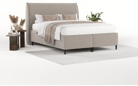Szarobeżowe tapicerowane łóżko dwuosobowe ze schowkiem 160x200 cm Draco – Maison de Rêve