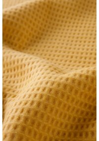 Żółty pled Euromant Waffle, 140x180 cm