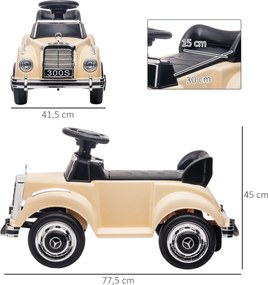 AIYAPLAY Jeździk dla dzieci Mercedes Benz 300 S, beżowy, Design, zabezpieczenie przed przewróceniem