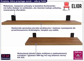 Industrialny zestaw 2 półek ściennych dąb craft złoty Wotto 4X