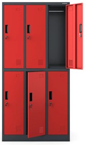 Szafka socjalna ubraniowa BHP 6-drzwiowa: IGOR, 900 x 1850 x 450 mm