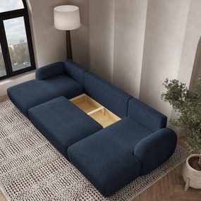 Masseno Narożnik SAVONA z funkcją spania i pojemnikiem na pościel Narozniki U, Rozkładana sofa - Niebieski, NOW OR NEVER 79