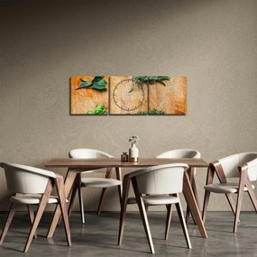 Obraz - Zioła (z zegarem) (90x30 cm)