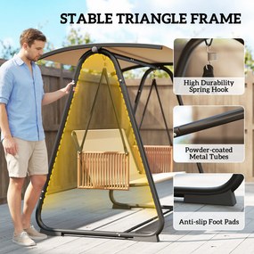 Outsunny Huśtawka ogrodowa, 3-osobowa z regulowanym daszkiem, zdejmowane oddychające poduszki | Aosom PL