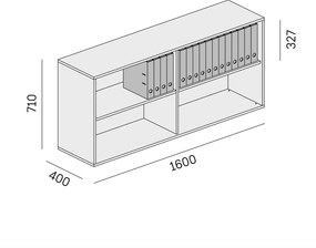 Regał biurowy BLOCK, 1600 × 400 × 710 mm, biały
