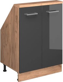 Szafka kuchenna na dach skośny antracyt wysoki połysk 60x46x81.6 r-line