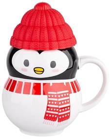 Altom Świąteczny kubek z silikonową pokrywką  Penguin, 350 ml