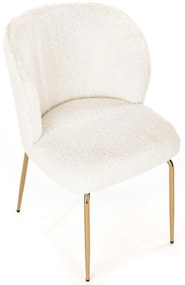 Krzesło, bouclé kremowe, K474 złoty stelaż, nowoczesne, eleganckie,