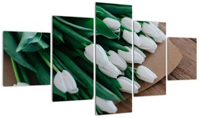 Obraz bukietu białych tulipanów (125x70 cm)