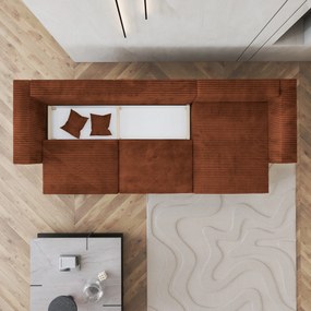 Masseno Narożnik TOLMO z funkcją spania i pojemnikiem na pościel Narozniki L, Rozkładana sofa - Brązowy, TILIA 52