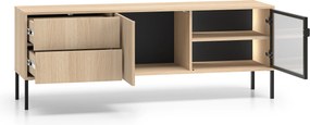 Szafka RTV Harmona 160 cm z szufladami i oświetleniem - dąb lindberg
