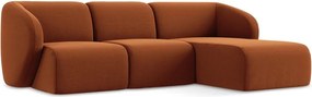 Aksamitny narożnik (prawostronny/z szezlongiem) w kolorze terakoty Lani – Makamii