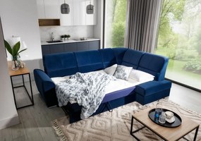Narożnik z funkcją spania SIBER VELVET jasnoszary lewy ELTAP