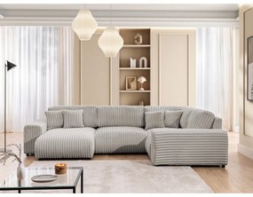 Jasnoszary sztruksowy narożnik (prawostronny/w kształcie litery U) Justin – Ropez