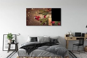 Obraz na płótnie Świeca, Gałązki, Bombki i Szyszki