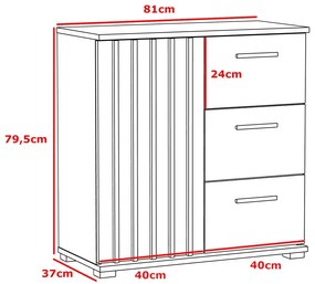 Komoda z lamelami na nóżkach - Lironi 3X