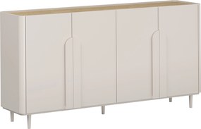 Komoda Amilio 200 cm czterodrzwiowa na nóżkach - kaszmir / dąb olejowany / uchwyty kaszmir