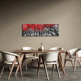 Obraz - Czerwone drzewa, Central Park, New York (z zegarem) (90x30 cm)