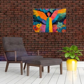 Obraz - Abstrakcyjny anioł z kwiatami (70x50 cm)