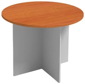 Stół konferencyjny z okrągłym blatem PRIMO GRAY, średnica 100 cm, szary/czereśnia