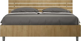 Łóżko wyposażone w stelaż z listwami 160x190 Prosty zagłówek z listwami Dąb naturalny Ankel
