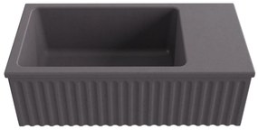 Umywalka betonowa ryflowana nablatowa / wisząca prostokątna 60 x 30 cm WELLE | różne kolory : Kolor - Brązowy, Typ montażu - nablatowa