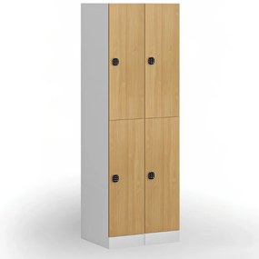 Szafka skrytkowa S1, 2 schowki, 1850 x 300 x 500 mm, zamek kodowy, drzwi laminowane, buk
