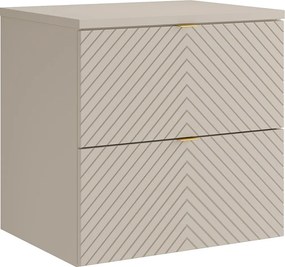Wisząca szafka podumywalkowa w jodełkę z półką - Beżowa - 60 cm - DORIONI
