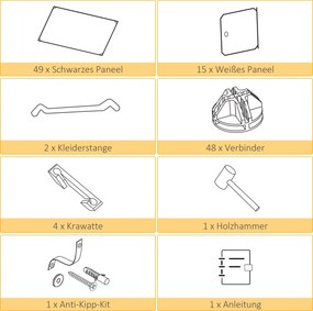 HOMCOM Szafa w Designie Kostek, 2 Duże i 9 Małych Kostek, Plastik, Metal, 111D x 47S x 183W cm, Czarno-Biały