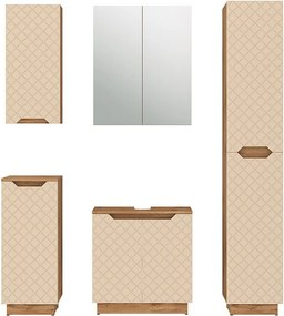 Zestaw mebli łazienkowych dąb/kaszmir ze strukturą płytek 59.8x32x62.1 lotta