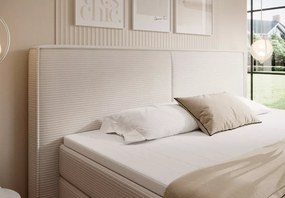 Łóżko kontynentalne Nebia z drewnianą wstawką i materacem kieszeniowym 7-strefowym