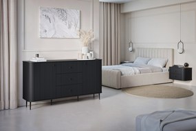 Komoda Vesper 160 cm z szufladami na nóżkach - czarny / czarne nogi