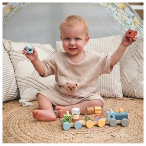 Tooky toy kolejka drewniana ze zwierzątkami  klocki układanka montessori