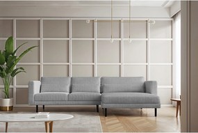 Narożnik w kształcie L Dani L, tkanina Poso, Srebrny, Prawy