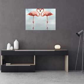 Obraz na szkle dwóch flamingów (70x50 cm)