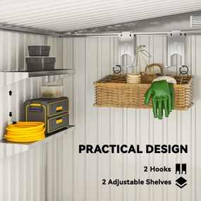 Outsunny Metalowy domek narzędziowy 2,81m² 154x206,5x181 cm szopa narzędziowa z dachem jednospadowym, z fundamentem