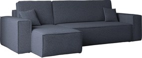 Narożnik z funkcją spania i pojemnikiem, Sofa w kształcie L, BEST L, tkanina Abriamo, Ciemnoniebieski, Lewy