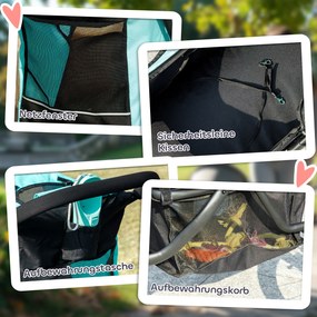 PawHut Wózek dla psów i kotów, do 10 kg, z koszem na akcesoria, systemem składania jednym kliknięciem, Turkus