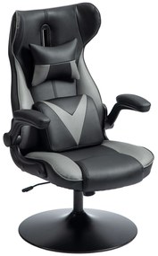 Vinsetto Fotel Gamingowy z Funkcją Kołysania, Obrotowy, Regulowana Wysokość, Wyściełane Siedzisko, Metal, 67 x 71 x 112 cm, Szary