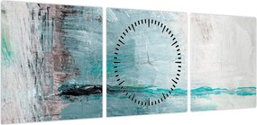 Obraz - Abstrakcyjny obraz olejny (z zegarem) (90x30 cm)
