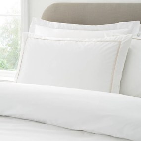 Biało-beżowa pościel jednoosobowa z perkalu bawełnianego 135x200 cm Contrast Trim – Bianca