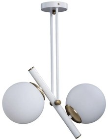 Lampa wisząca w biało-złotym kolorze ze szklanym kloszem ø 15 cm Libra – Squid Lighting